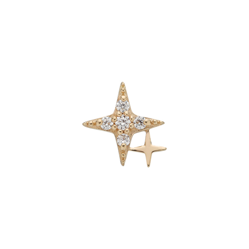 14K Solid Gold Double Gemmed Star