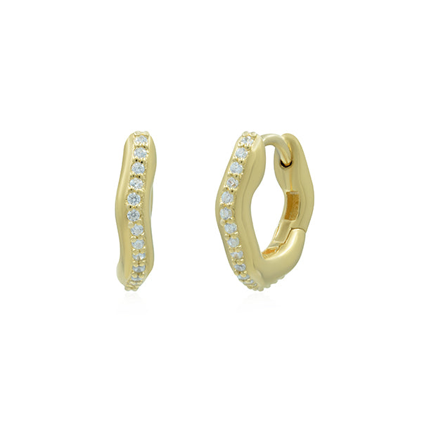 Twisted Hoop Earrings - Pavé