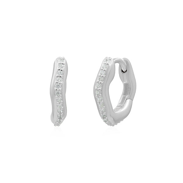 Twisted Hoop Earrings - Pavé