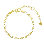Load image into Gallery viewer, Figaro Chain Bracelet 2 + Pierced Huggie Hoops
