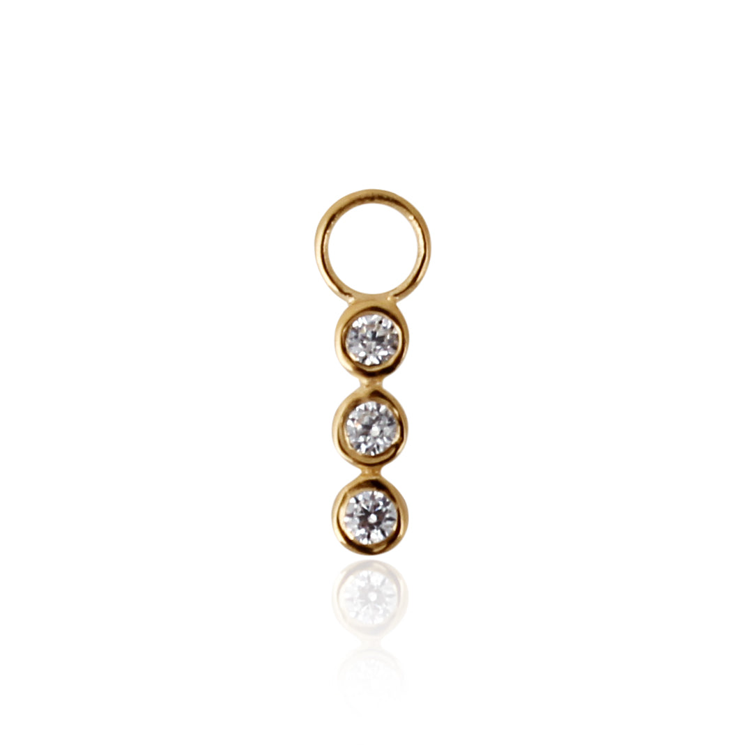 9K Solid Gold Triple Zirconia Charm