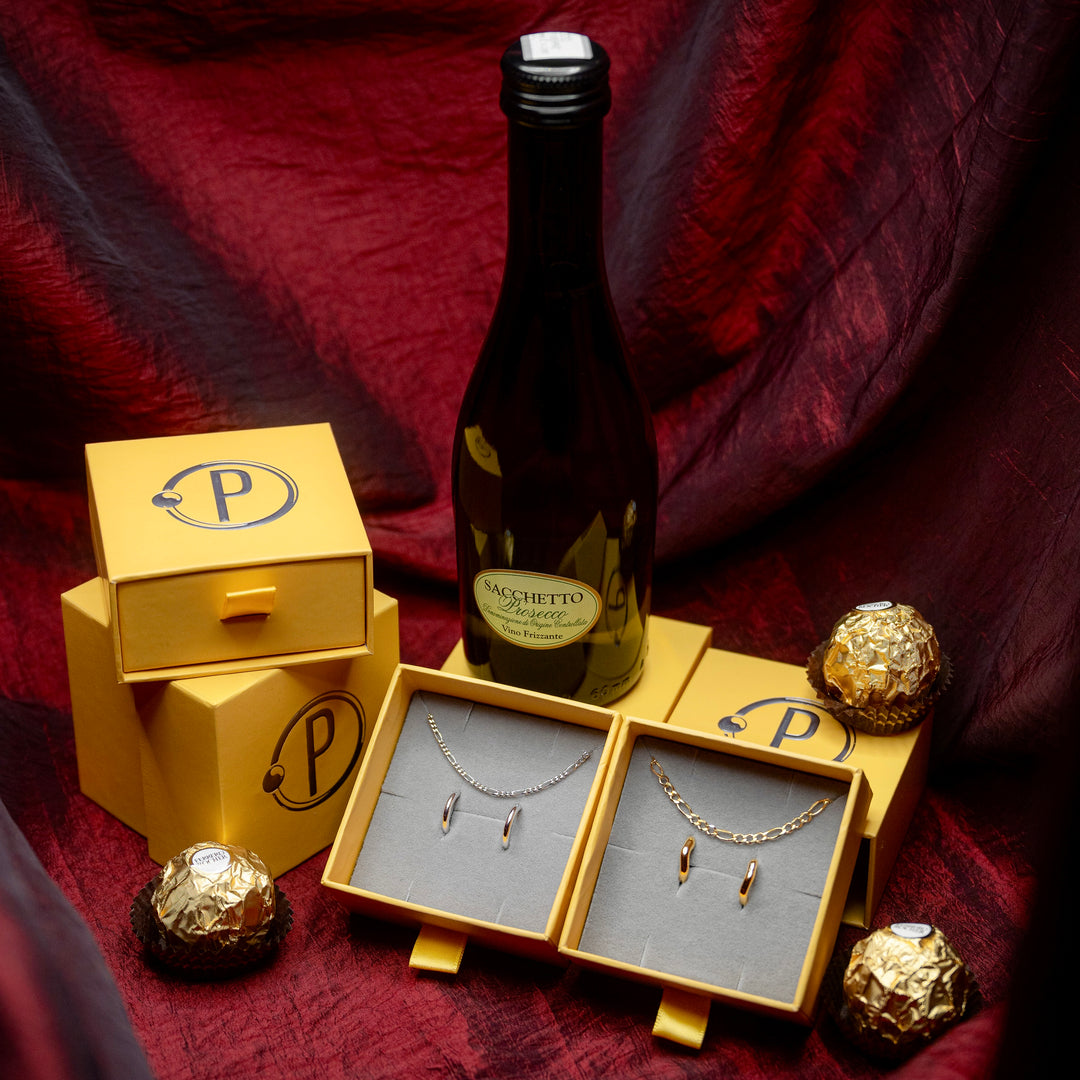 Figaro Chain Bracelet 2 + Pierced Huggie Hoops