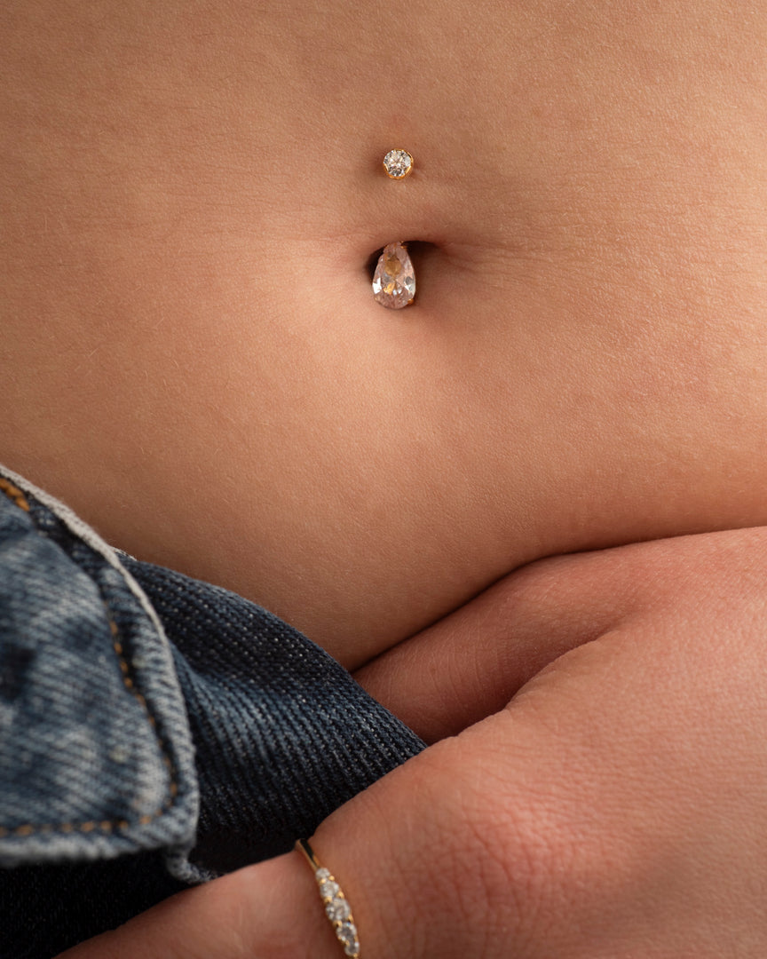 Pear-Drop Zirconia Navel Barbell