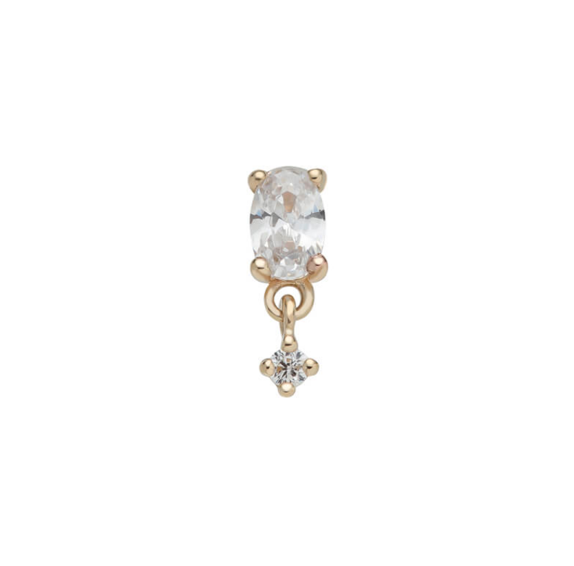 14k Solid Gold Oval Marquise Drop