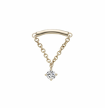 Load image into Gallery viewer, 14K Solid Gold Curved Chain Dangle Top