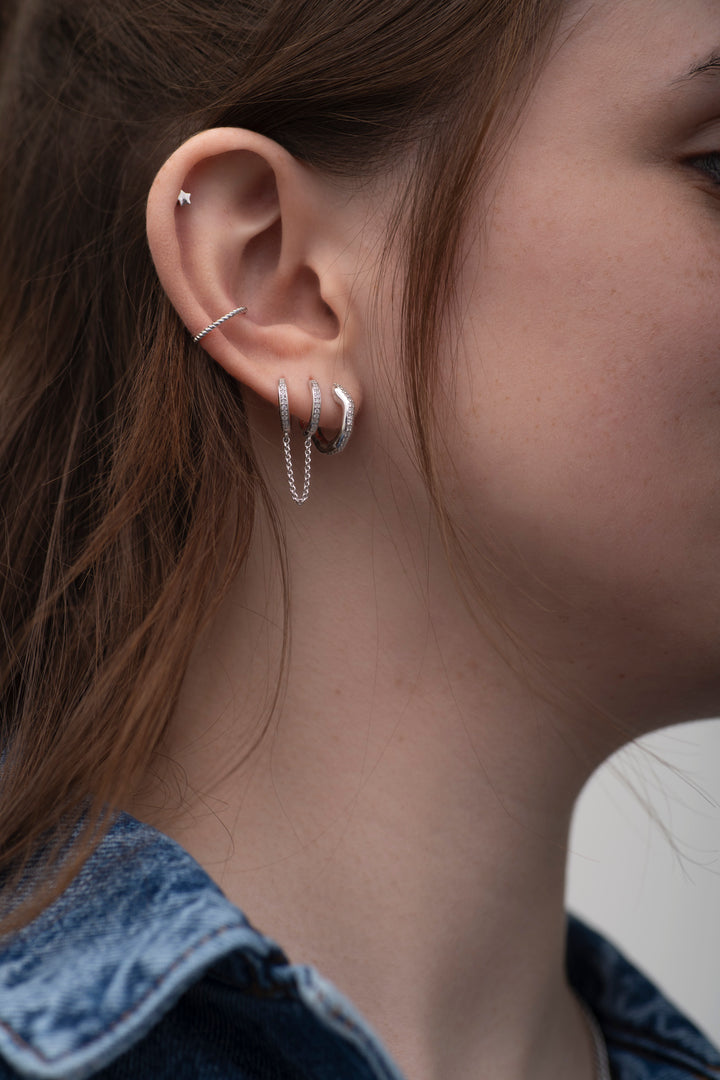 Twisted Hoop Earrings - Pavé