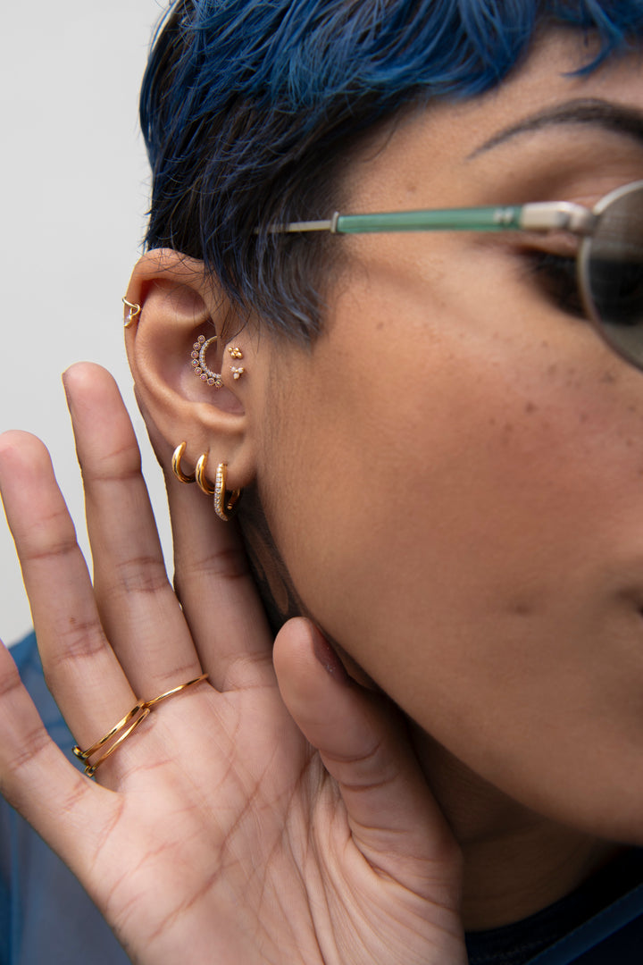 Classic Cable Chain Necklace + Pierced Huggie Hoop + Open Heart Charm