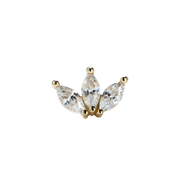 14K Solid Gold Marquise Crown Topper (3 Gem)