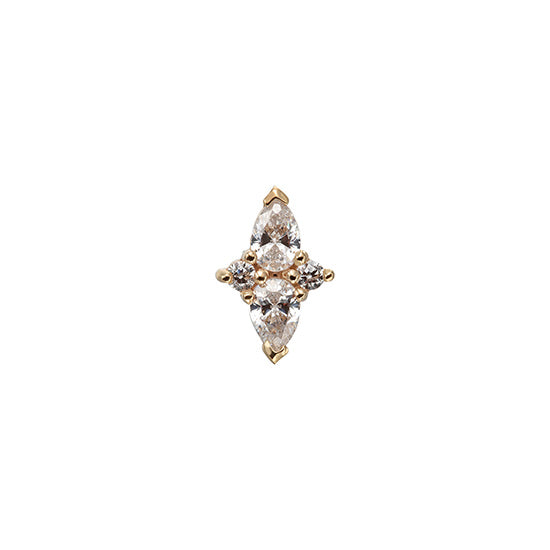 14k Solid Gold Pear Marquise Stud
