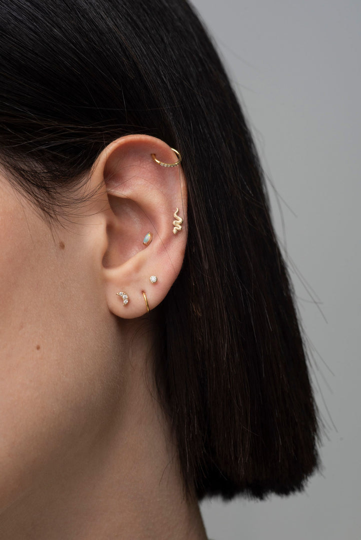 14K Solid Gold Jewelled Moon