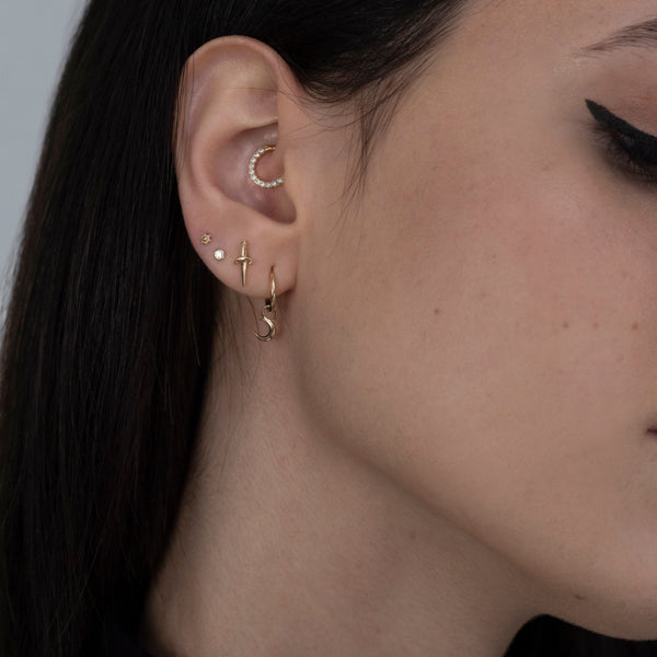 9K Solid Gold Polished Moon Charm