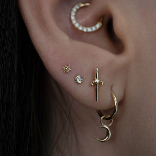 9K Solid Gold Polished Moon Charm