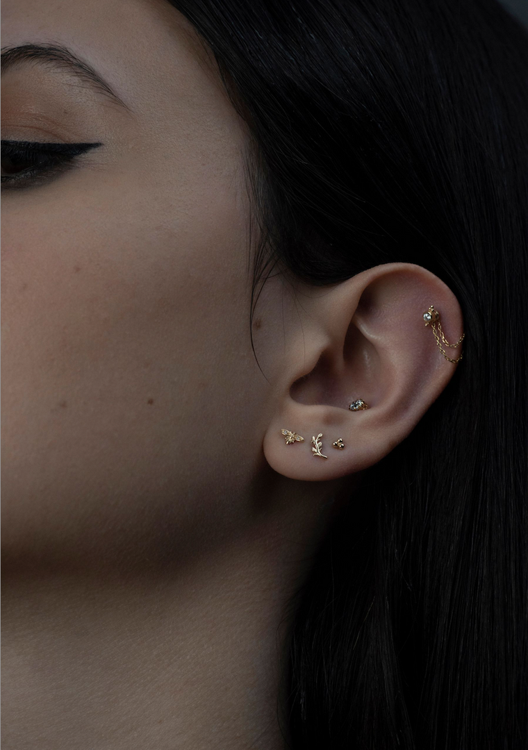 14K Solid Gold Olive Branch