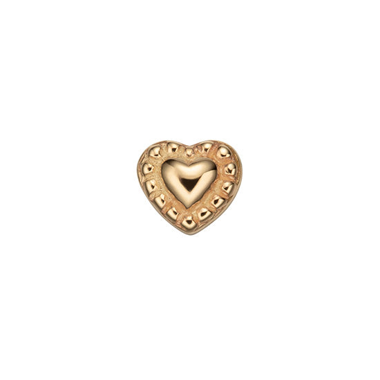 14K Solid Gold Beaded Heart