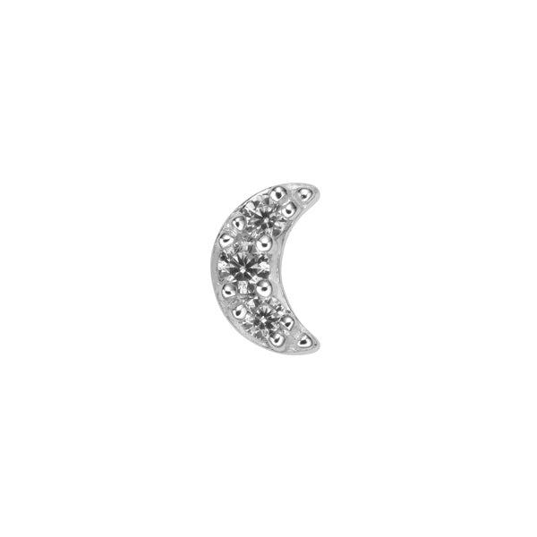 14K Solid Gold Jewelled Moon