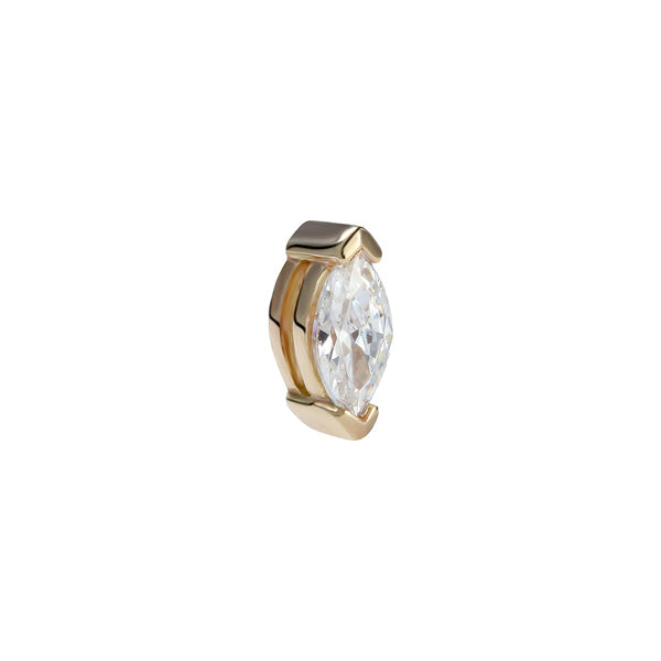 14K Solid Gold Marquise Stud