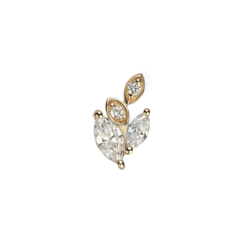 14k Solid Gold Leaf Marquise Zirconia