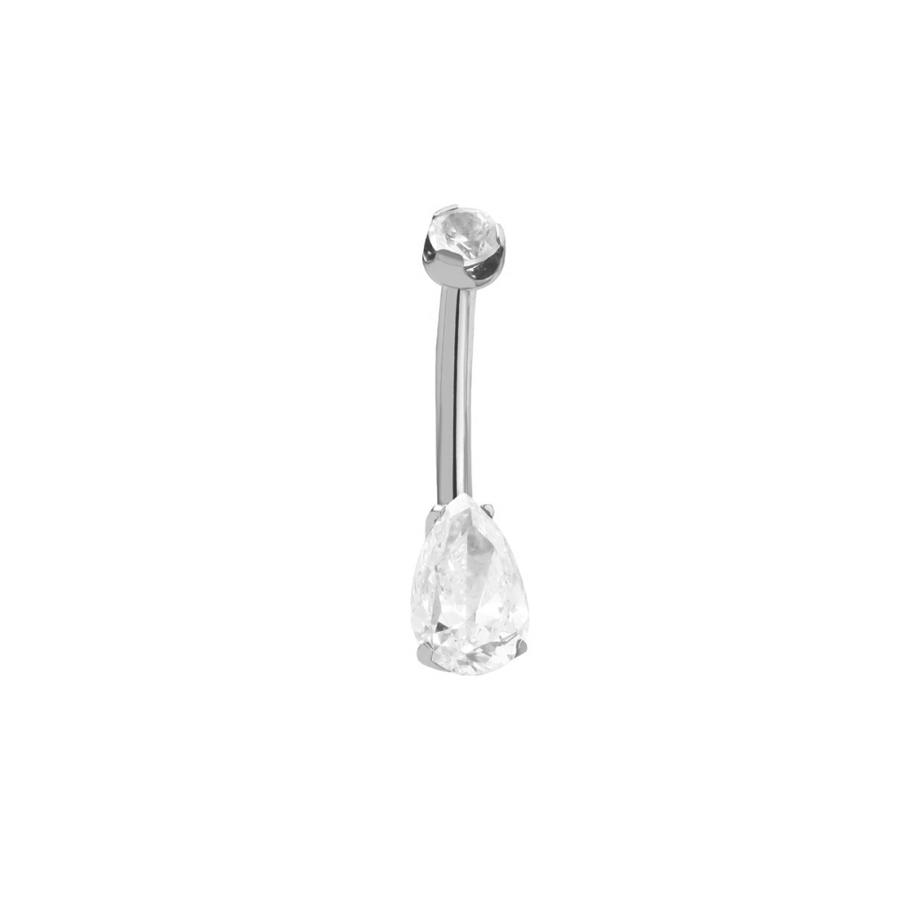 Pear-Drop Zirconia Navel Barbell