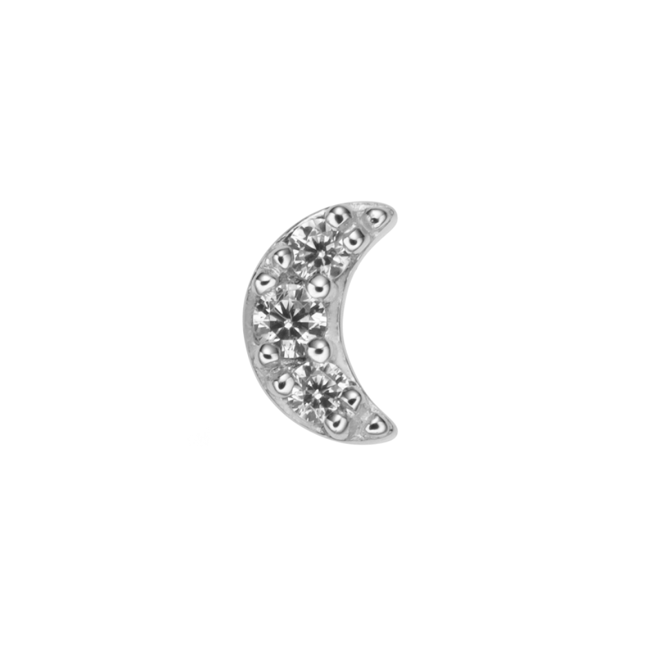 14K Solid Gold Jewelled Moon