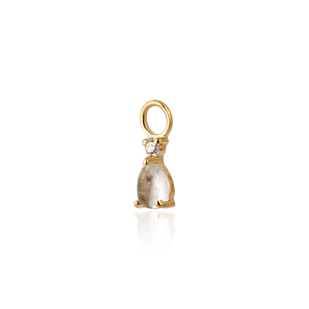 9K Solid Gold Tear Drop Gem Charm