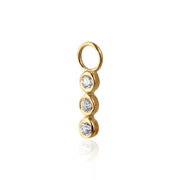 9K Solid Gold Triple Zirconia Charm