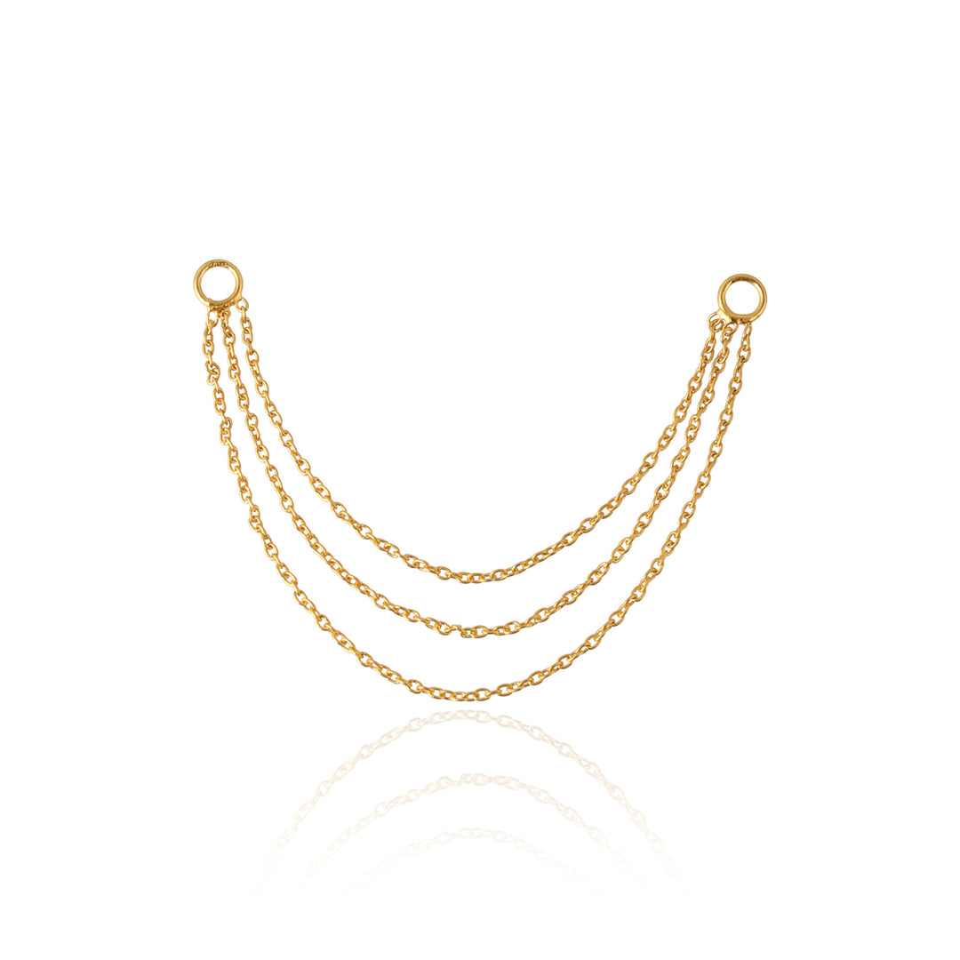 9K Solid Gold Triple Chain Charm