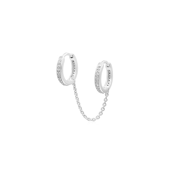 Pavé Hoop Link Chain Earring