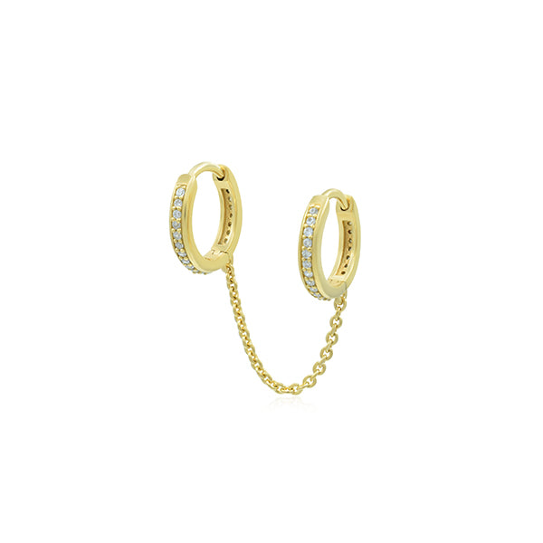 Pavé Hoop Link Chain Earring