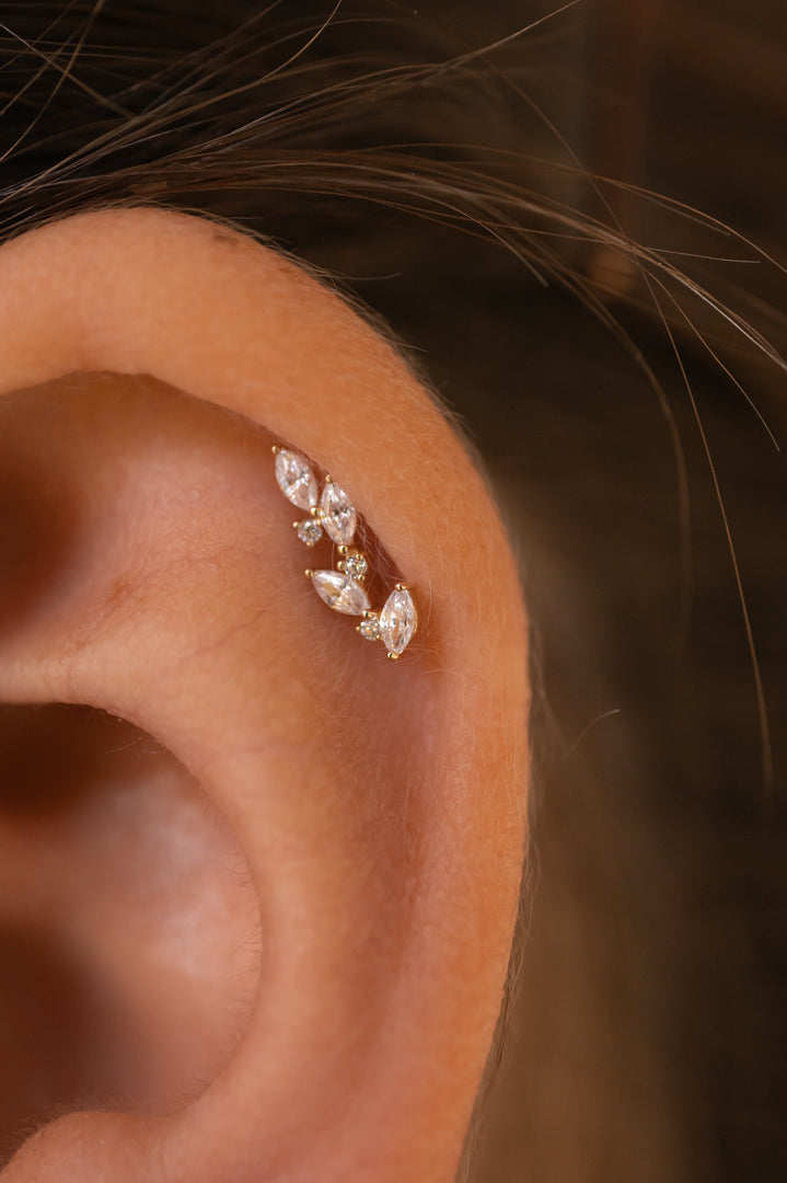 14k Solid Gold Marquise Climber Cluster