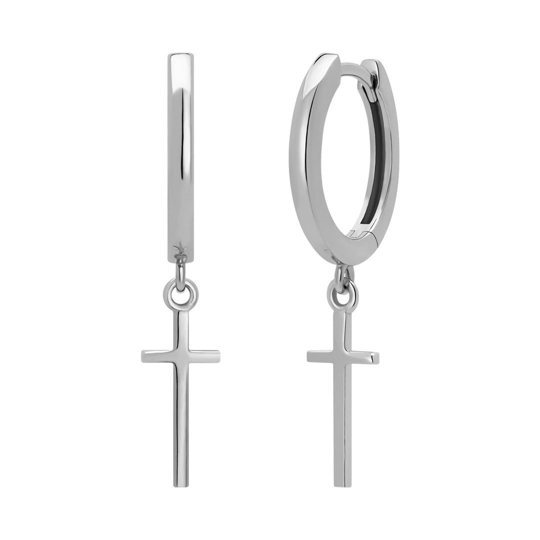 Cross Charm Hoops Earrings