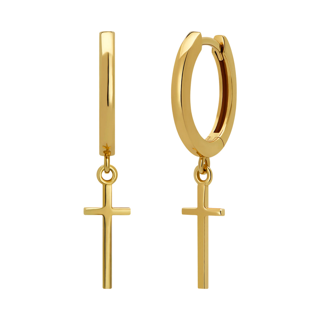 Cross Charm Hoops Earrings