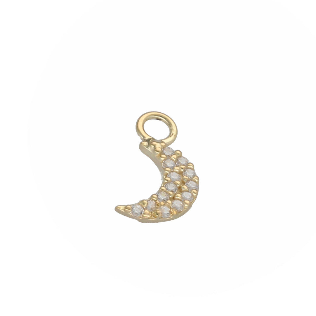 9K Solid Gold Jewelled Moon Charm