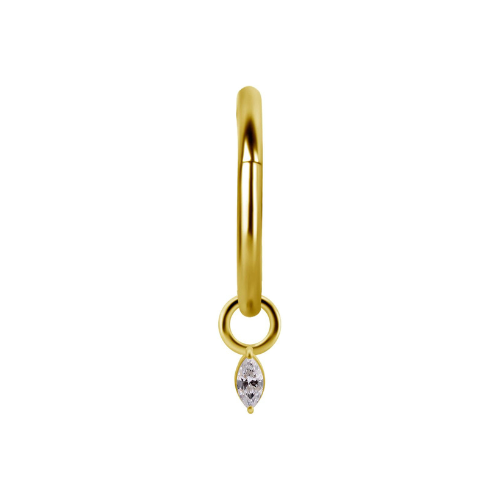 18K Solid Gold Marquise Charm