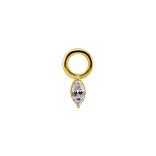 18K Solid Gold Marquise Charm