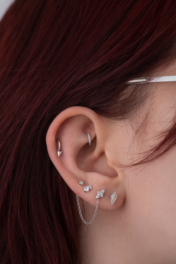 14k Solid Gold Overlapping Gemmed