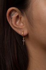 Load image into Gallery viewer, Cross Charm Hoops Earrings
