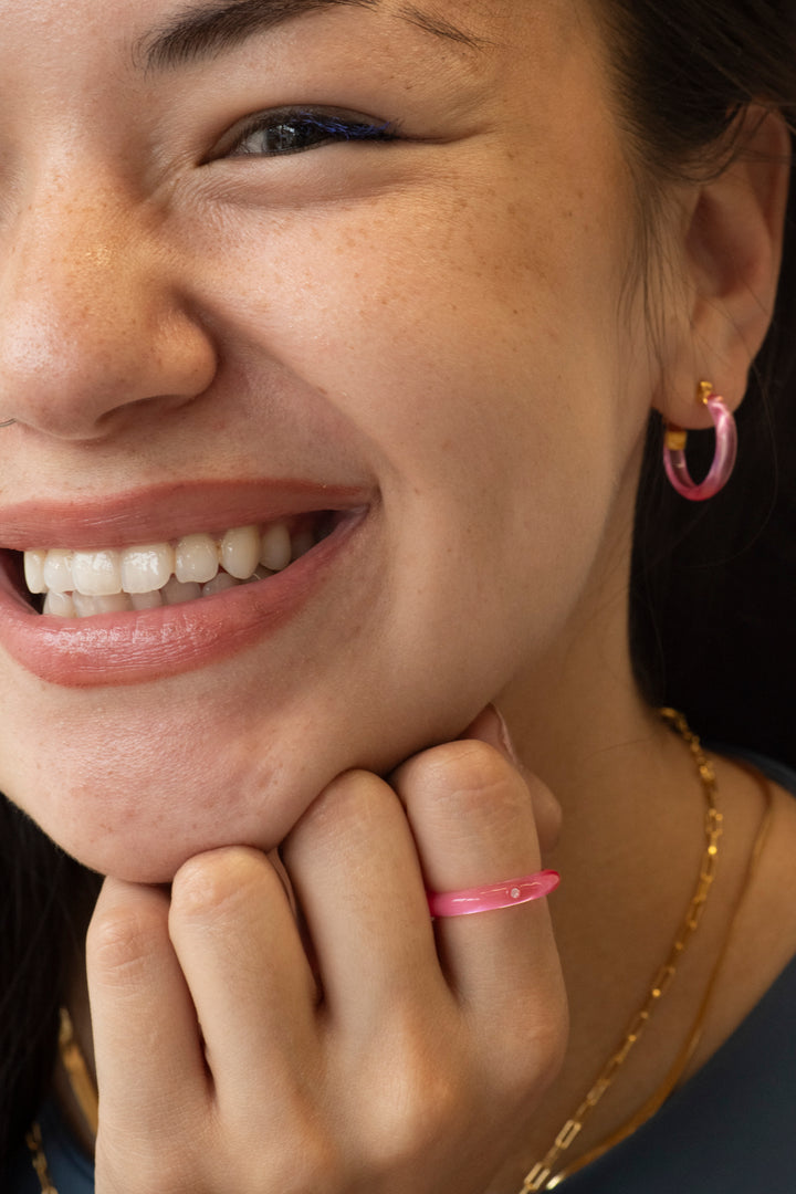 Candy-Colored Resin Hoop Earrings