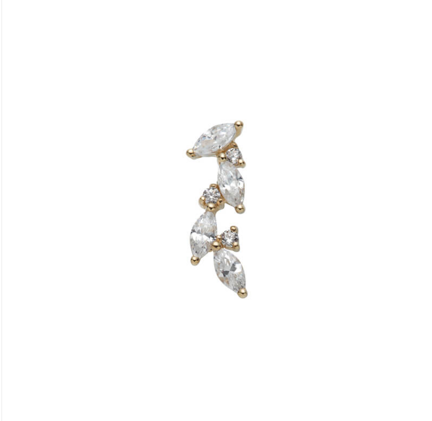 14k Solid Gold Marquise Climber Cluster