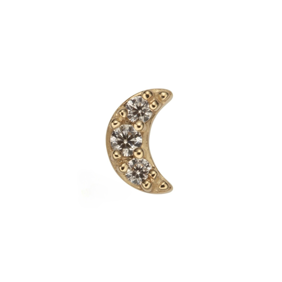 14K Solid Gold Jewelled Moon