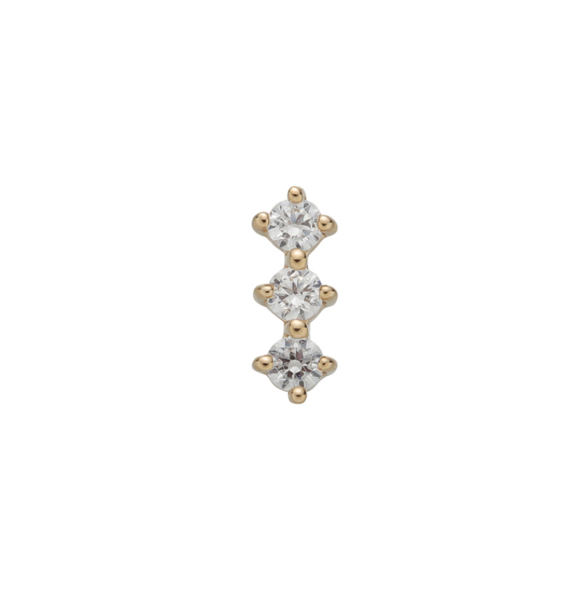 14K Solid Gold Trio Sparkle