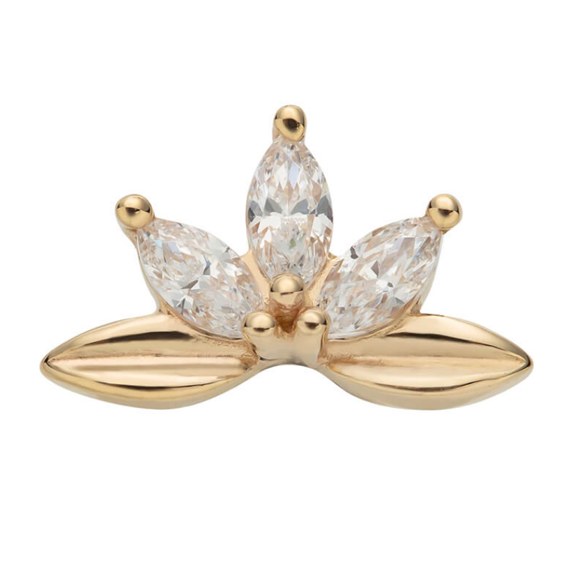 14K Solid Gold Crowned Lotus