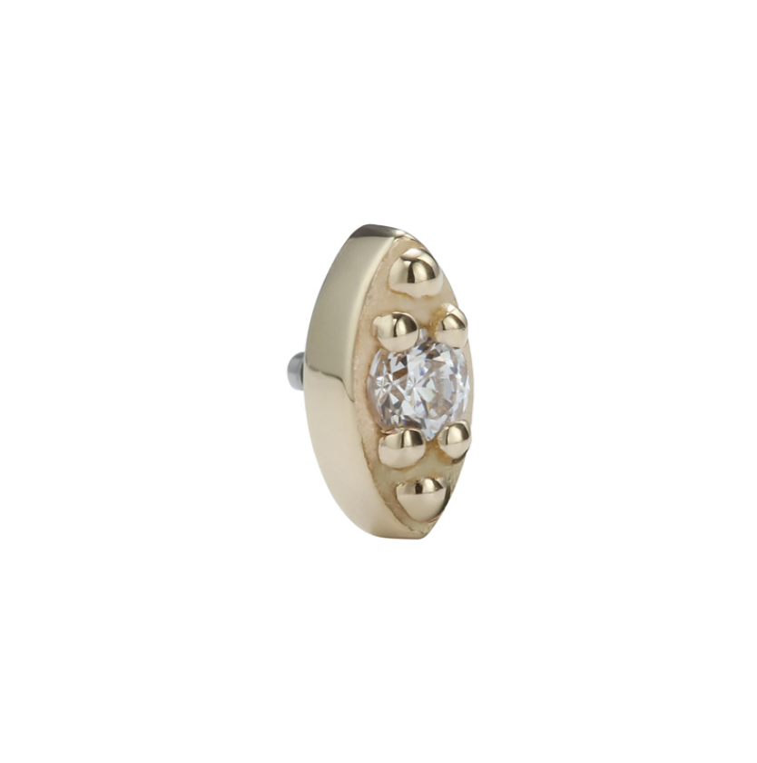 14K Solid Gold Bezel Dot End