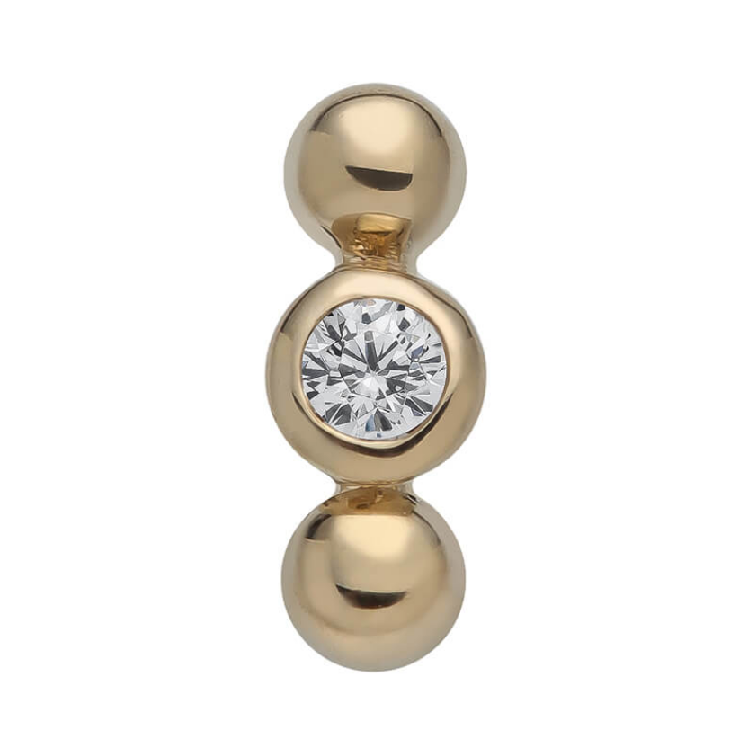 14K Solid Gold Dotline Crystal