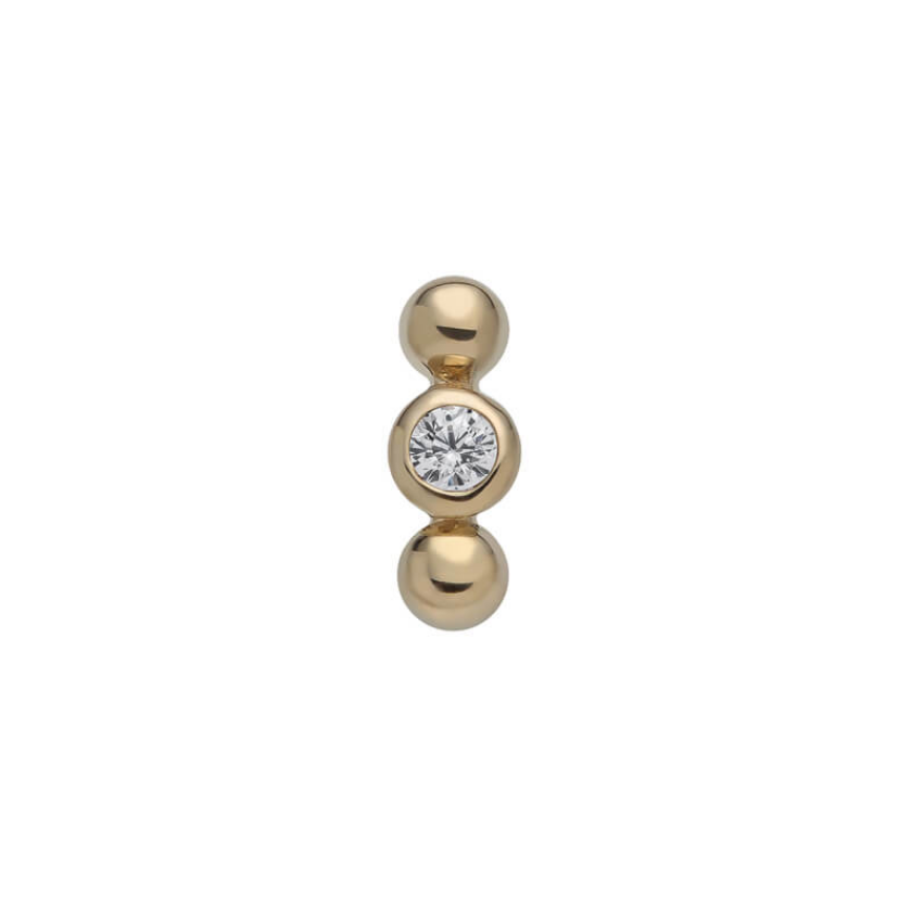 14K Solid Gold Dotline Crystal
