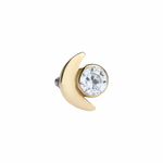 Load image into Gallery viewer, 14K Solid Gold Crescent Zirconia Moon
