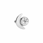 Load image into Gallery viewer, 14K Solid Gold Crescent Zirconia Moon
