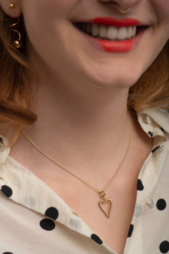 Classic Cable Chain Necklace + Pierced Huggie Hoop + Open Heart Charm