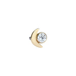 Load image into Gallery viewer, 14K Solid Gold Crescent Zirconia Moon
