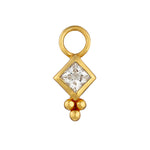 Load image into Gallery viewer, PIERCED Beaded Balls Square Charm in Gold
