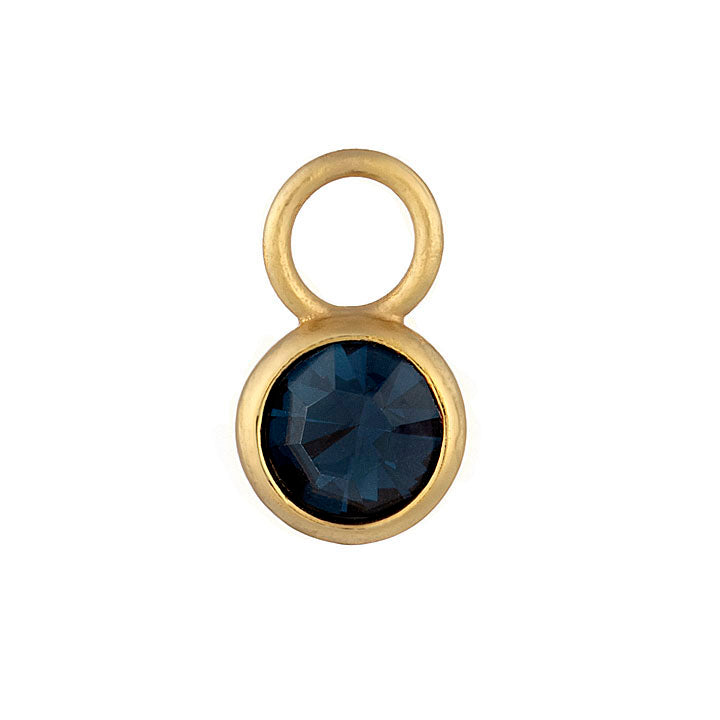 PIERCED Blue Montana Crystal Charm in Gold